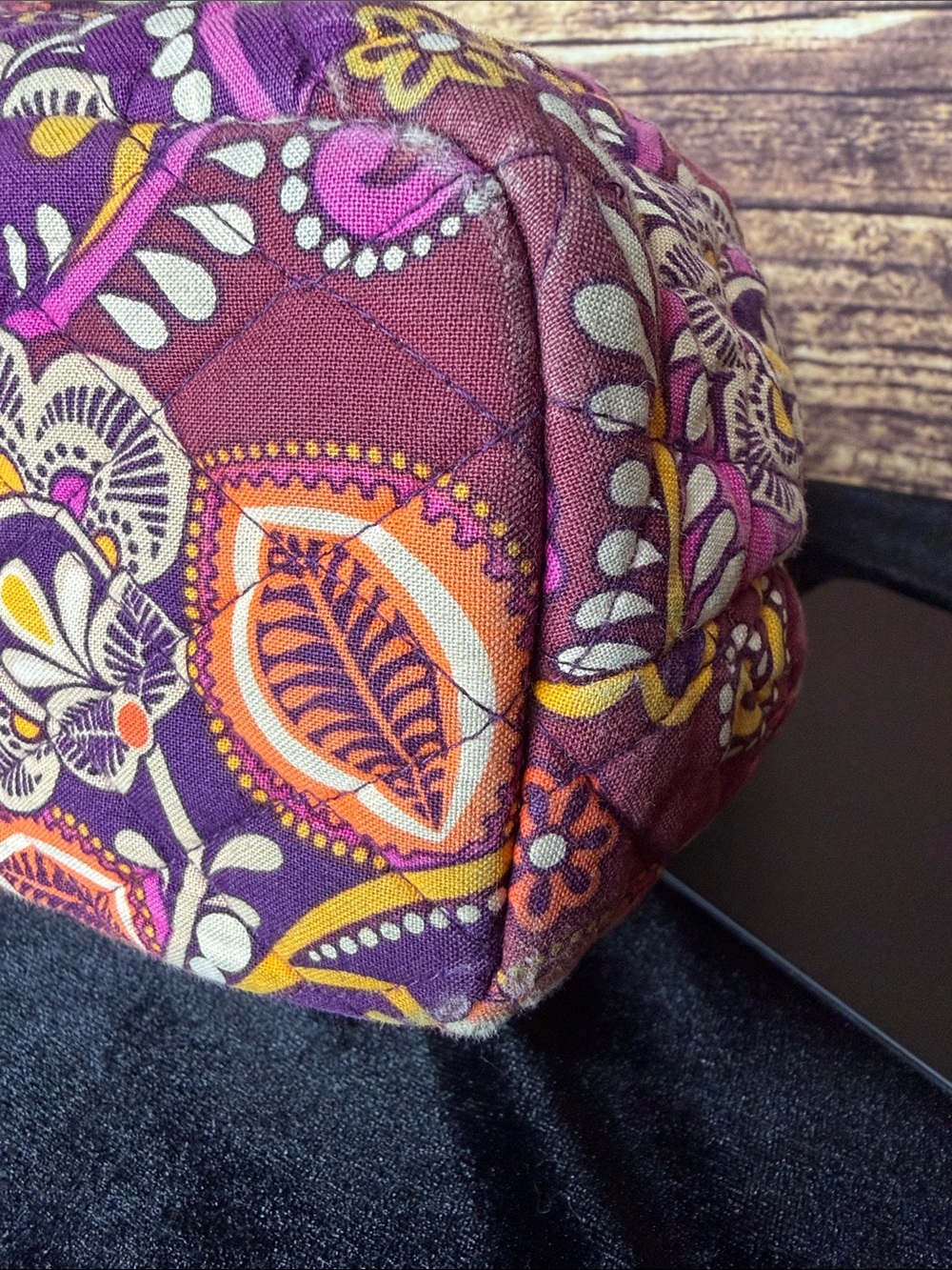 Vera Bradley Purple Floral Quilted Shoulder Bag with Kiss Lock Closure - Picture 8 of 10